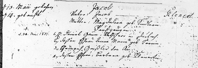Jacob KLENERT, * 13.5.1742 in Wolfartsweier